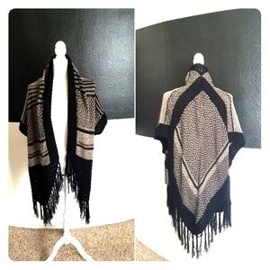 BCBG MAXAZIRA Fringe Ruana Shawl
